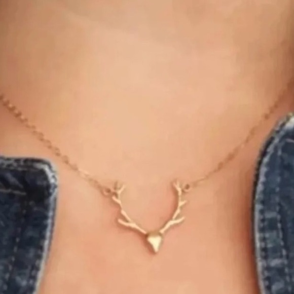 Gold Antler Deer Necklace - Picture 2 of 5
